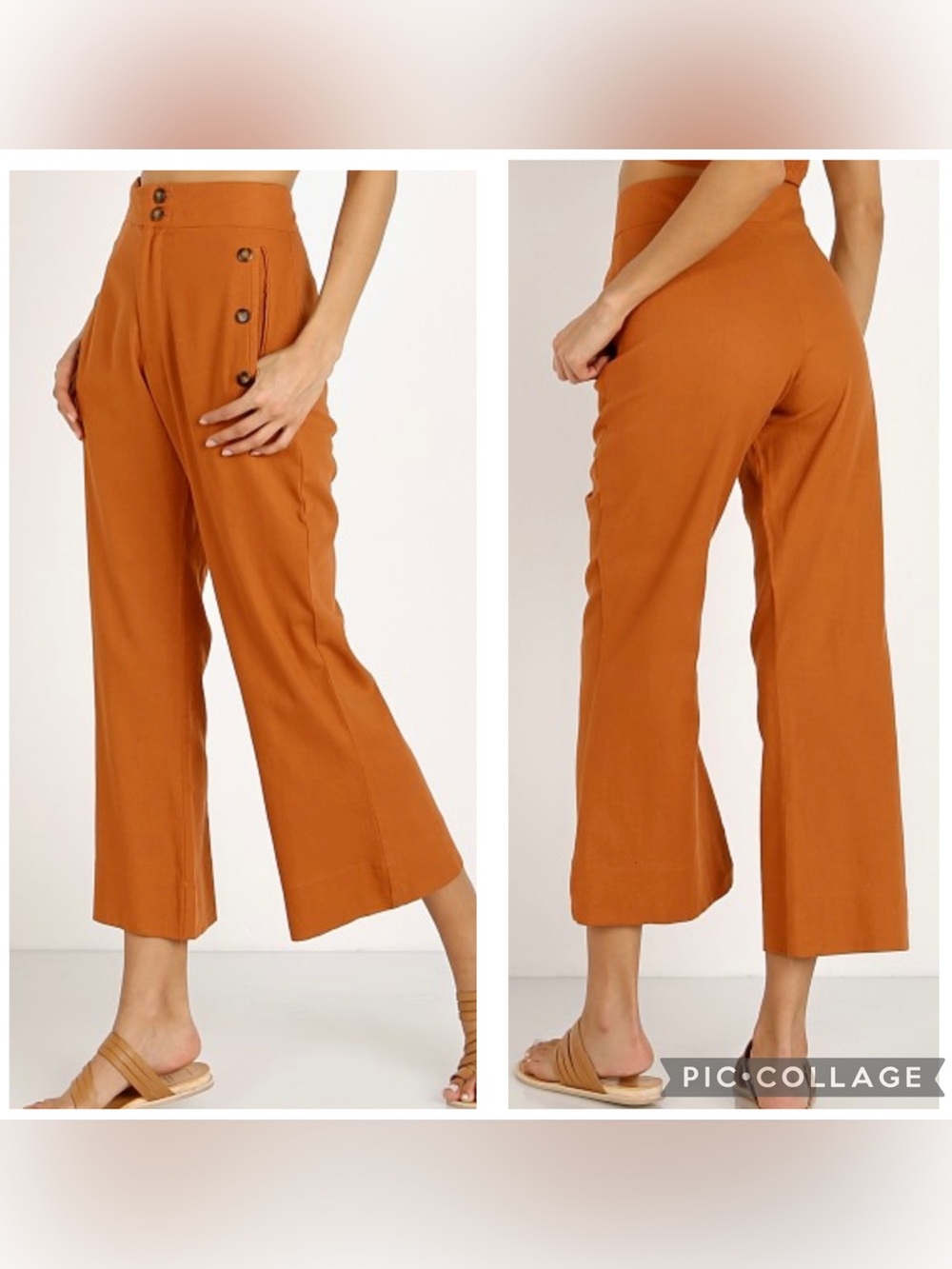 JEN’S PIRATE BOOTY Women’s Sunburn Orange GWEN Sailor Wide Leg Crop Pants Size S
